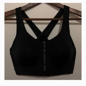 Adidas Women's Stronger For It Bra Black front zip spots